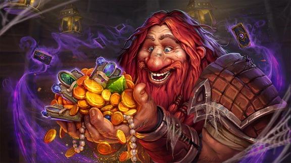 The Hearthstone inn-keeper dwarf holding on to gold money
