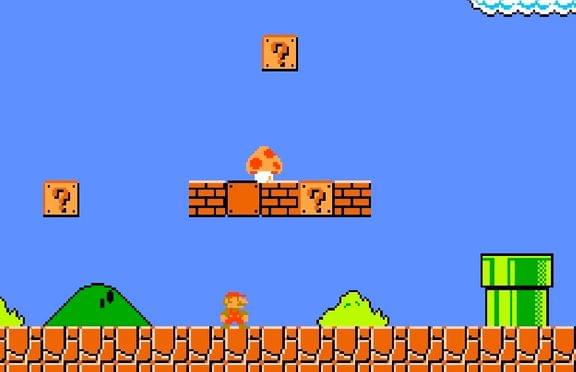 Screenshot of Super Mario Bros level 1-1