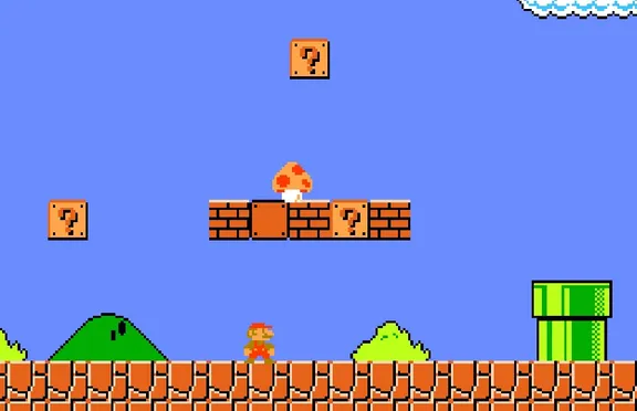 Screenshot of Super Mario Bros level 1-1