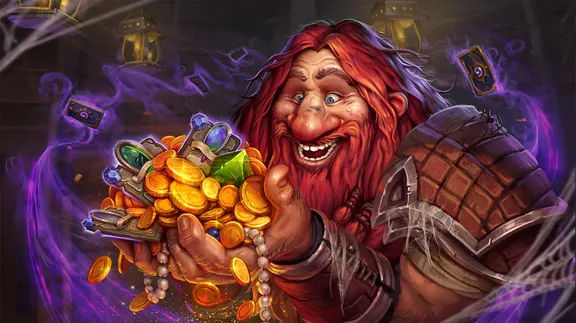 The Hearthstone inn-keeper dwarf holding on to gold money