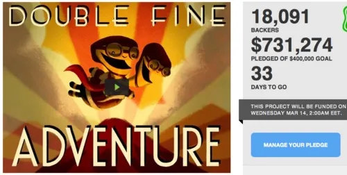 Screenshot of DoubleFine's Kickstarter page